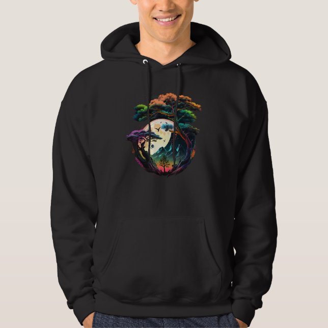 Japanese Moon on Bonsai Tree Hoodie (Vorderseite)