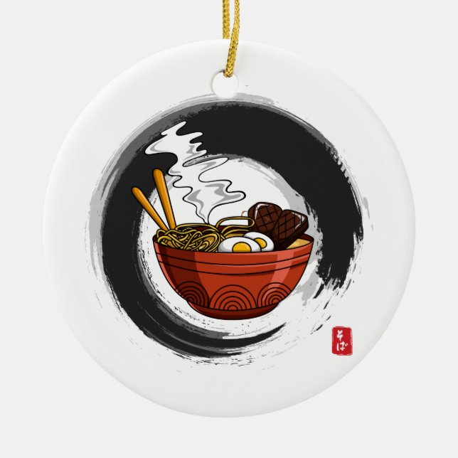 Japanese Noodle Soup Ramen Soba Personalized Keramik Ornament (Vorne)