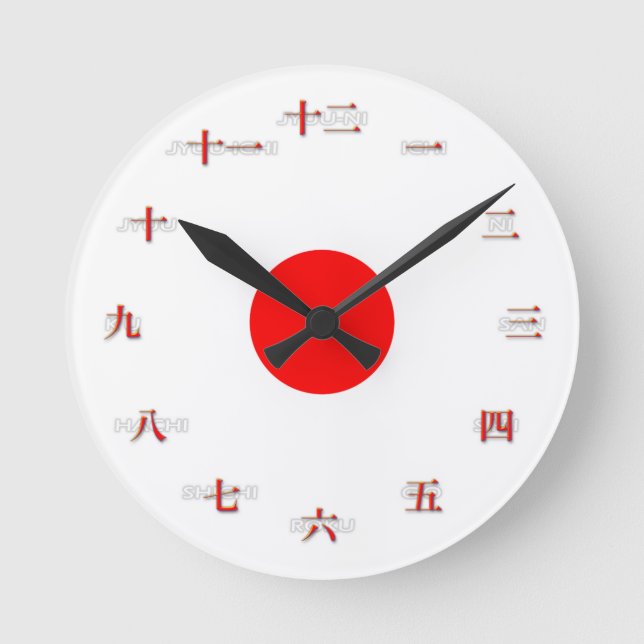 Japanese Numerals Medium Wall Clock Runde Wanduhr (Vorderseite)