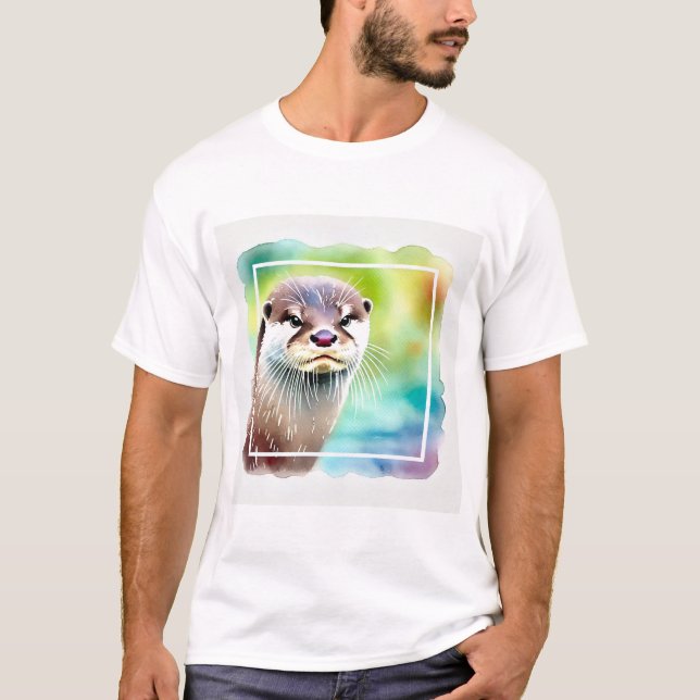 Japanese Otter in Tranquil Waters 040924AREF130 -  T-Shirt (Vorderseite)