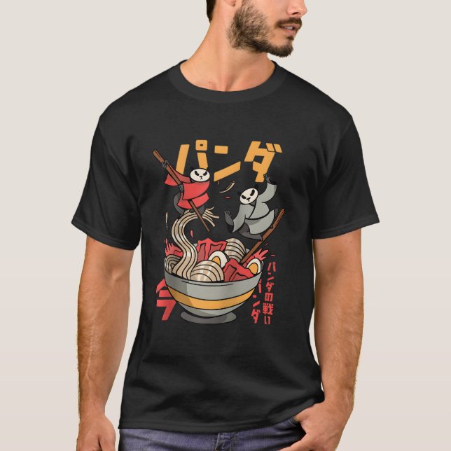 Japanese Panda Monks Fighting Over Ra Noodles- Chi T-Shirt (Vorderseite)