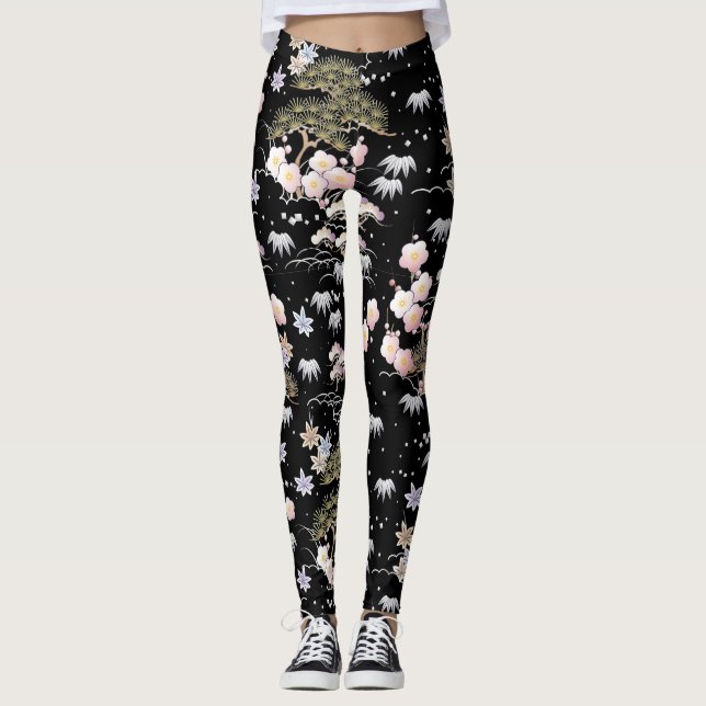 Japanese Pattern Pine, Bamboo and Plum Leggings (Vorderseite)