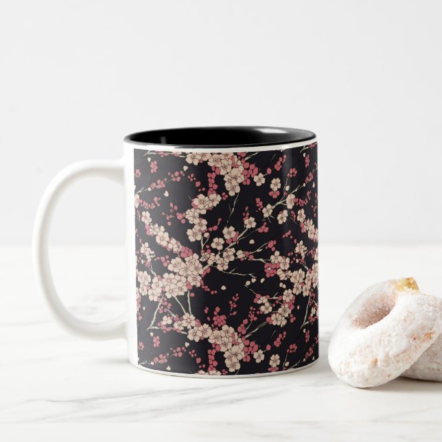 Japanese Pattern  Zweifarbige Tasse (Mit Donut)