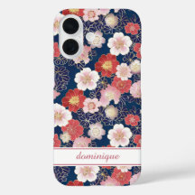 Japanese Pink Floral Pattern Monogrammed