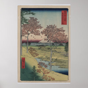 Japanese Print Shows View of Mount Fuji Poster