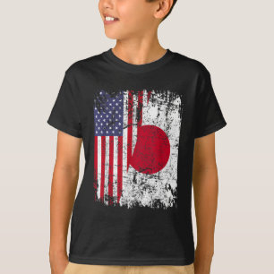 JAPANESE ROOTS Halbe amerikanische Flagge JAPAN T-Shirt
