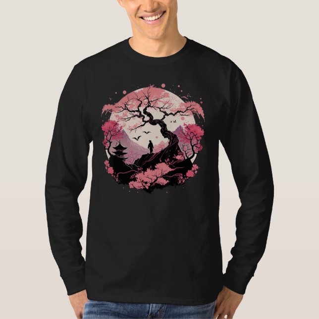 Japanese Sakura Garden Geisha Mount Fuji Cherry Bl T-Shirt (Vorderseite)