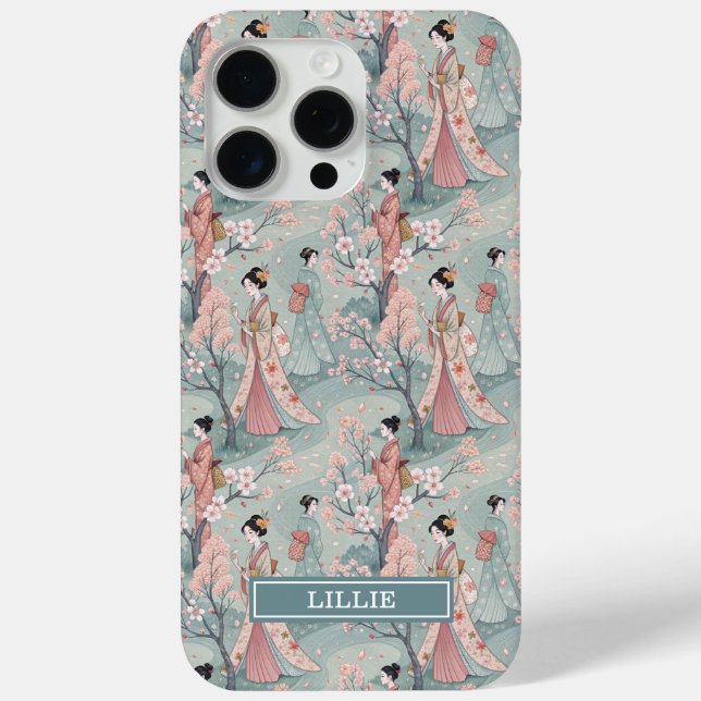 Japanese Sakura Geisha Pattern Monogrammed Case- Case-Mate iPhone Hülle (Rückseite)