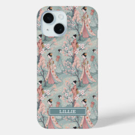 Japanese Sakura Geisha Pattern Monogrammed Case-Mate iPhone Hülle