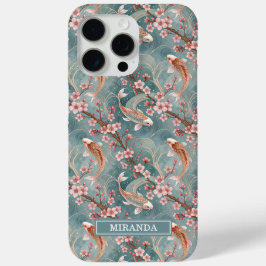 Japanese Sakura Koi Fish Pattern Monogrammed Case- Case-Mate iPhone Hülle