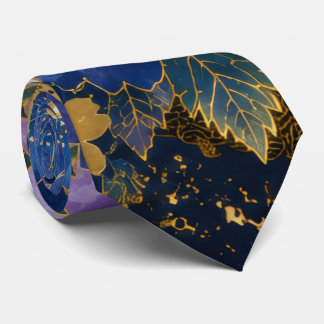 Japanese Sakura Necktie | Navy Blue Kimono Floral Krawatte