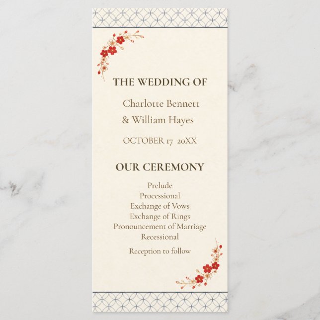 Japanese Sakura Shippo Wedding Program Programm (Vorderseite)