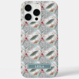 Japanese Sakura Umbrella Pattern Monogrammed iPhone 16 Pro Max Hülle