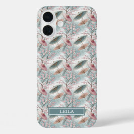 Japanese Sakura Umbrella Pattern Monogrammed iPhone 16 Plus Hülle