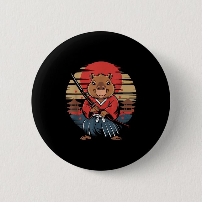 Japanese Samurai Capybara  Button (Vorderseite)
