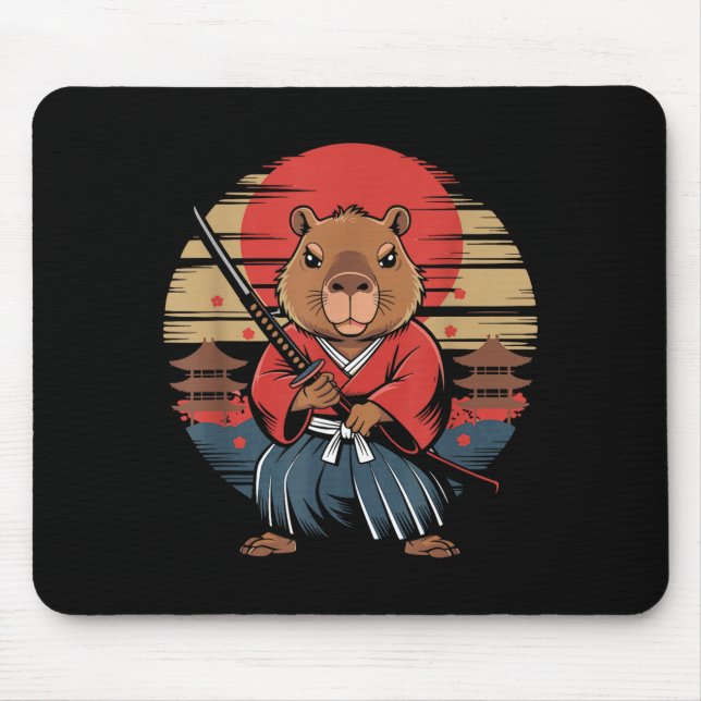 Japanese Samurai Capybara  Mousepad (Vorne)