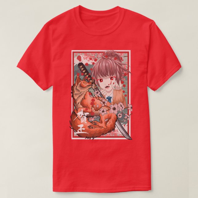 Japanese Samurai Fo Girl Anime Otaku Woman  T-Shirt (Design vorne)