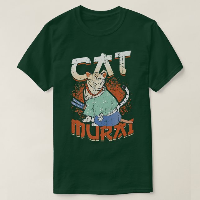 Japanese Samurai Ninja Cat Samurai Premium T-Shirt (Design vorne)