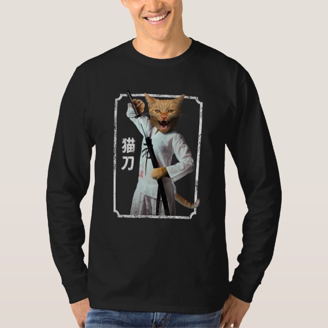 Japanese Samurai Ninja Cat T-Shirt (Vorderseite)