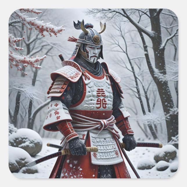 Japanese Samurai square sticker (Vorderseite)