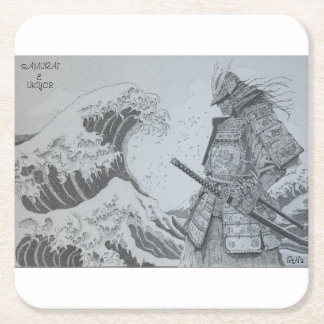 Japanese samurai&ukiyoe original art rechteckiger pappuntersetzer