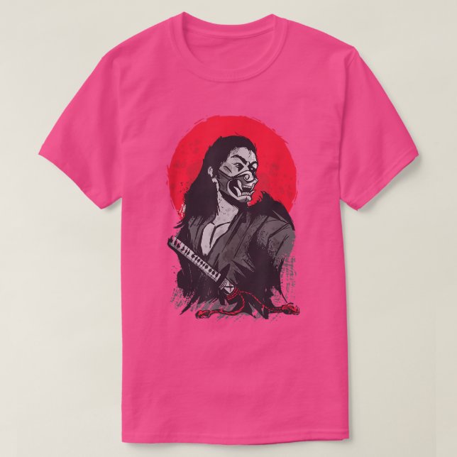 Japanese Samurai Warrior Illustration  Red Sunset  T-Shirt (Design vorne)