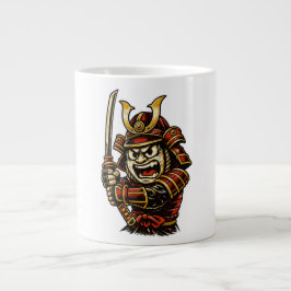 Japanese Samurai Warrior Red Armor Cartoon Art Jumbo-Tasse