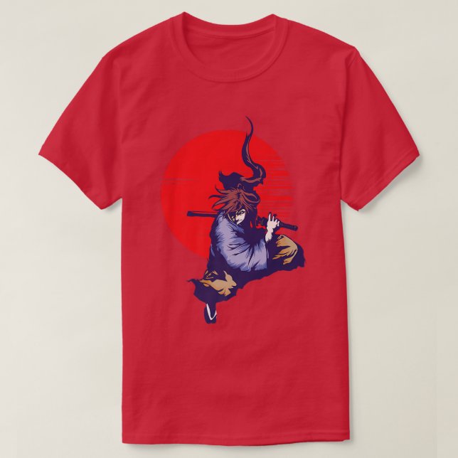 Japanese Samurai Warrior With Sword And Bushido Co T-Shirt (Design vorne)