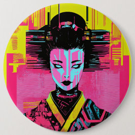 Japanese samurai woman button