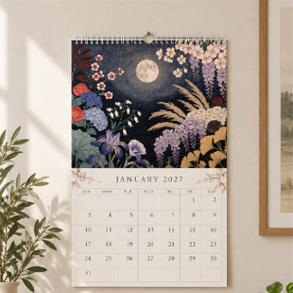 Japanese Seasonal Flowers Woodblock Calendar Kalender