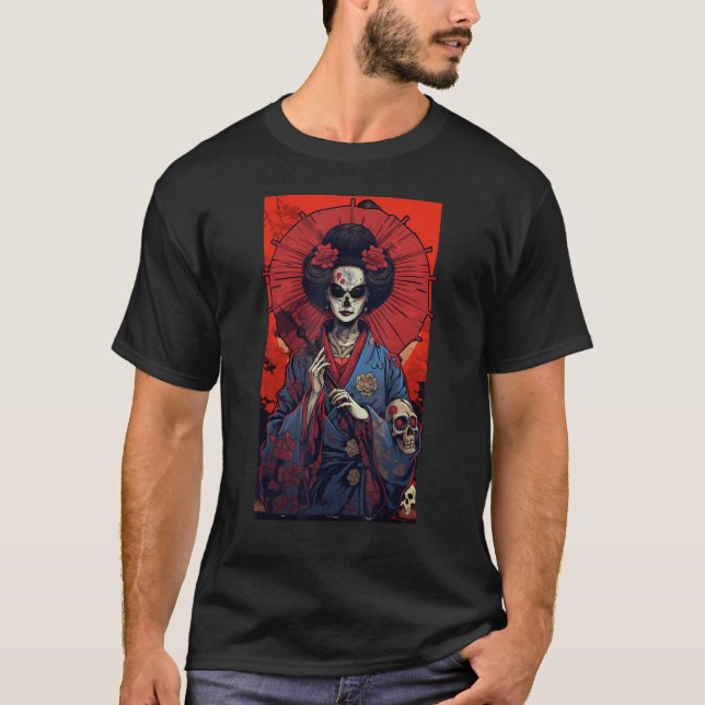 Japanese Skeleton Geisha  Skull Geisha  Graphic T-Shirt (Vorderseite)