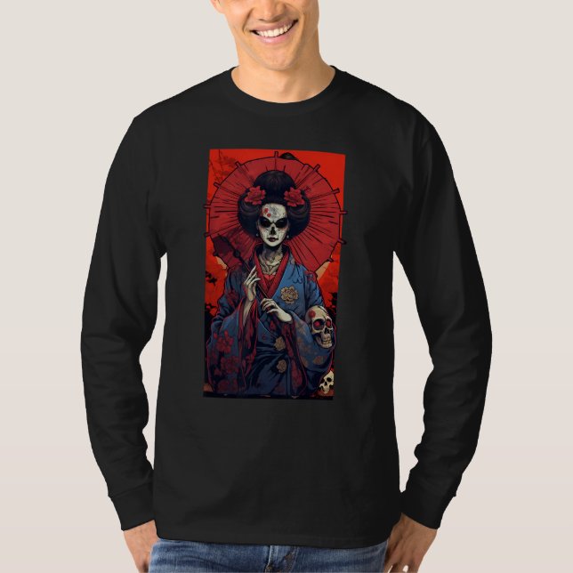 Japanese Skeleton Geisha  Skull Geisha  Graphic T-Shirt (Vorderseite)