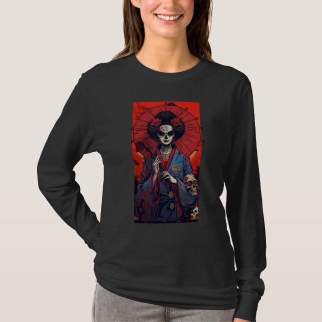 Japanese Skeleton Geisha  Skull Geisha  Graphic T-Shirt (Vorderseite)