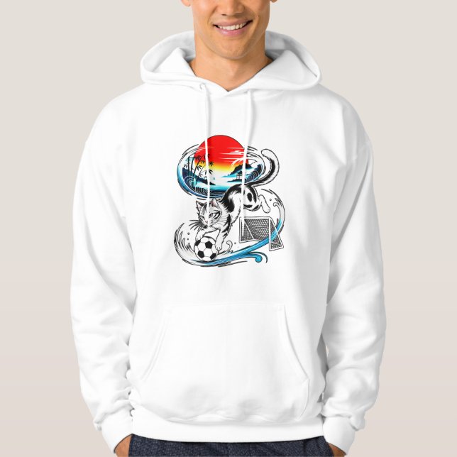 Japanese Soccer Cat Gift for Anime & Sports Lovers Hoodie (Vorderseite)