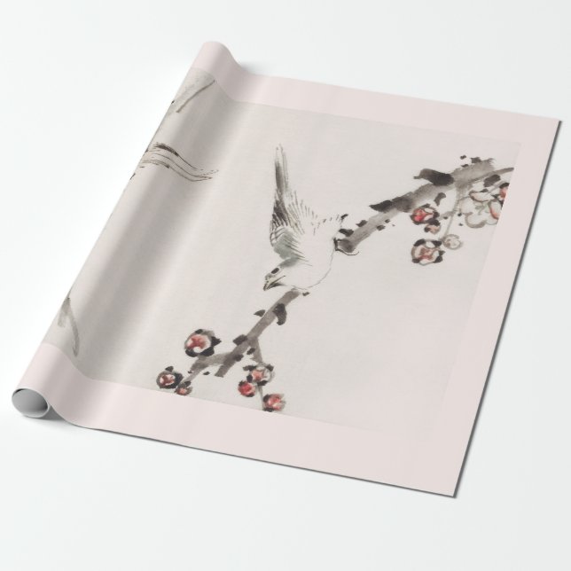JAPANESE SPARROW CHERRY BLOSSOM Wrapping Paper Geschenkpapier (Ungerollt)