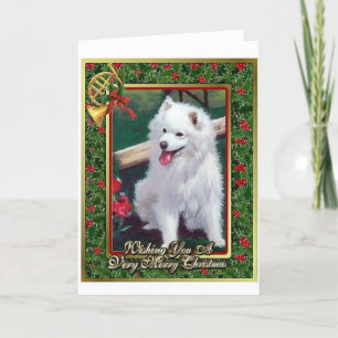 Japanese Spitz Dog Blank Christmas Card Feiertagskarte