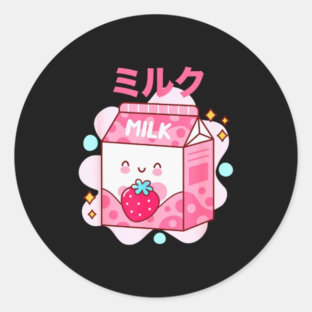 Japanese Strawberry Milk - Nk Strawberry Milk Shak Runder Aufkleber (Vorderseite)