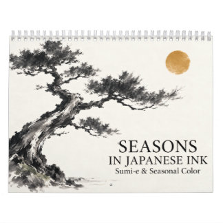 Japanese Sumi-e Ink Art Through the Seasons Kalender
