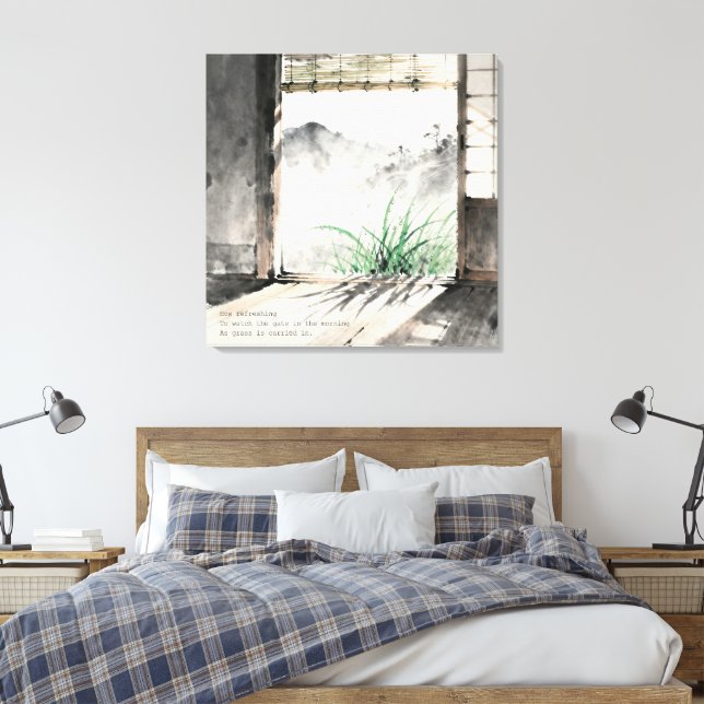 Japanese sumi-e ink painting paired with a Haiku  Leinwanddruck (Insitu (Schlafzimmer))