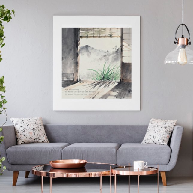 Japanese sumi-e ink painting paired with a Haiku  Poster (Von Creator hochgeladen)