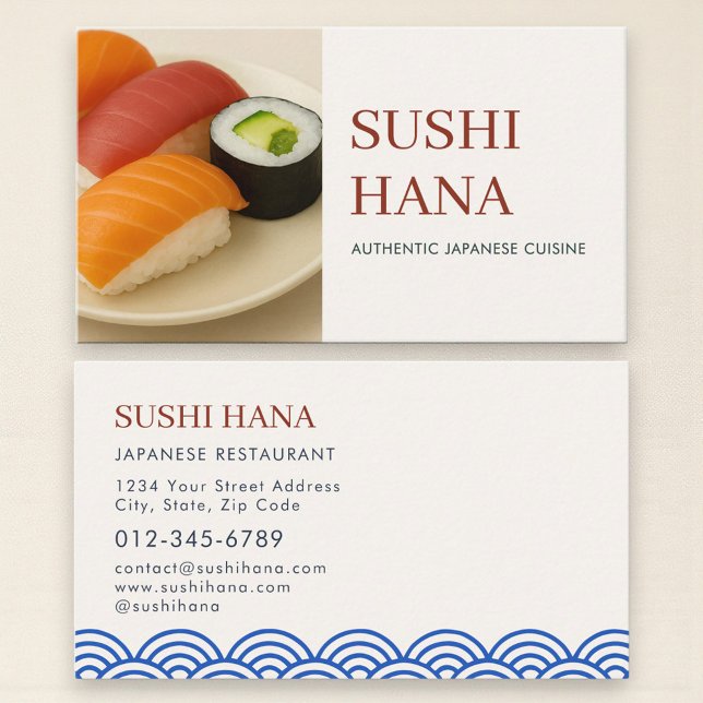 Japanese Sushi Restaurant Catering Service Photo Visitenkarte (Von Creator hochgeladen)