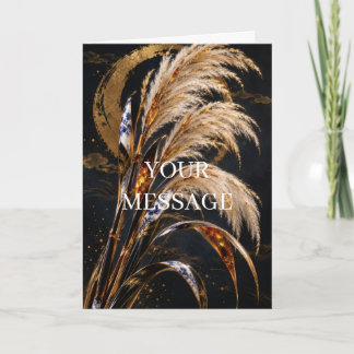 Japanese Susuki Pampas Grass Gold Art Card Karte