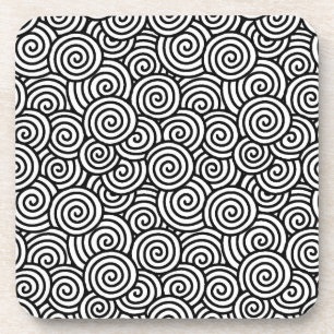 Japanese swirl pattern - white and black getränkeuntersetzer