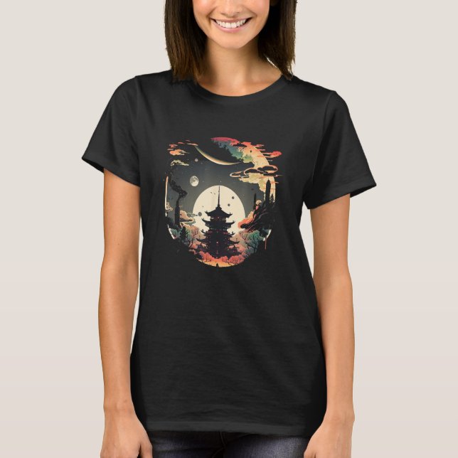 Japanese Temple Tokyo Asian Inspired Retro Japan 1 T-Shirt (Vorderseite)