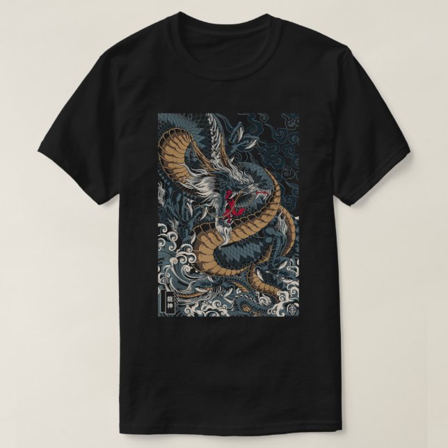 Japanese Tokyo Dragon Asian inspired retro 80 styl T-Shirt (Design vorne)