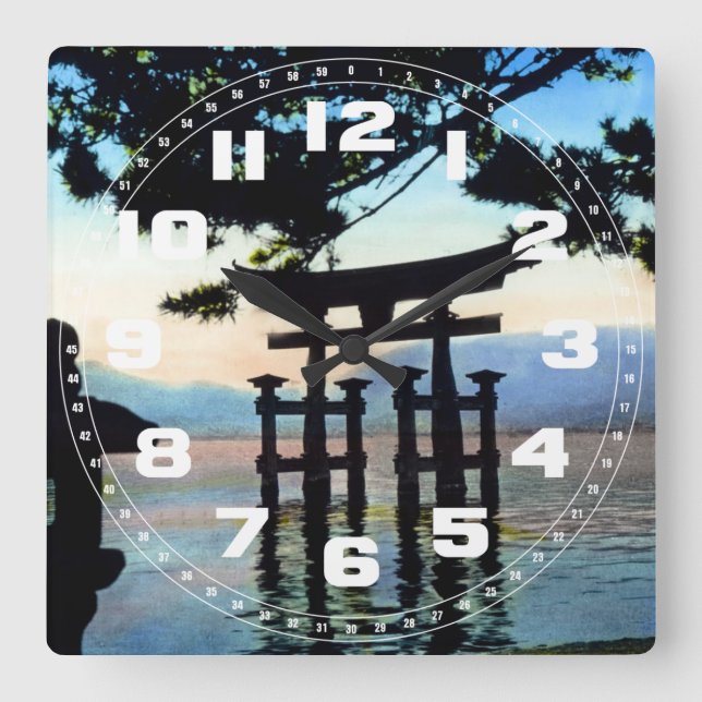 Japanese Torri Quadratische Wanduhr (Vorderseite)
