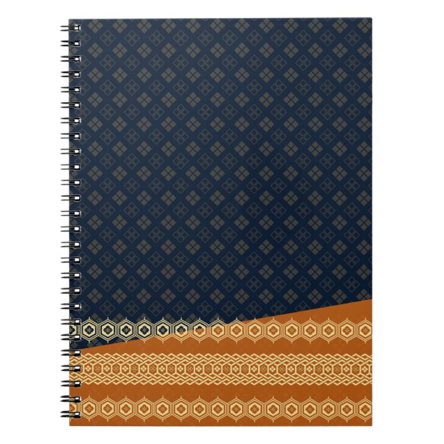 Japanese Tortoise and Diamond Pattern Gold Navy Notizblock (Vorderseite)