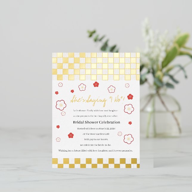 Japanese Touch Bridal Folien Feiertagspostkarte (Stehend vorne)