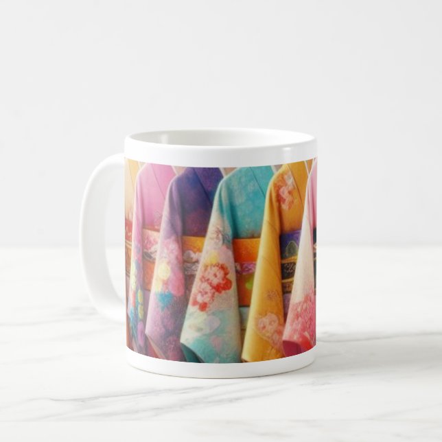 Japanese Traditional kimono cool colorful  Kaffeetasse (Vorderseite Links)