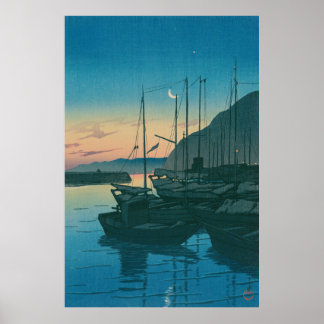 Japanese Ukiyo-e by Hasui Kawase "Morning in Beppu Poster